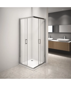 BOX DOCCIA ANGOLARE IN ALLUMINIO CON VETRO TRASPARENTE, 80X80X185 CM